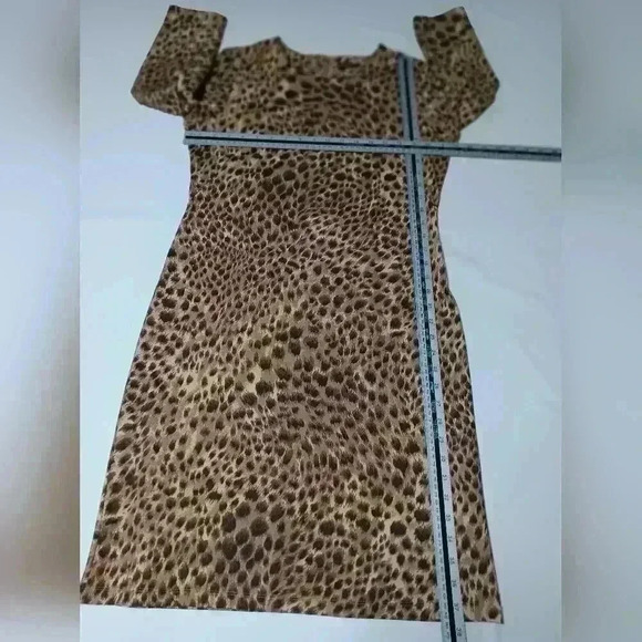 J. McLaughlin Cheetah Print Long Sleeve Dress - Tan and Brown - Picture 3 of 8